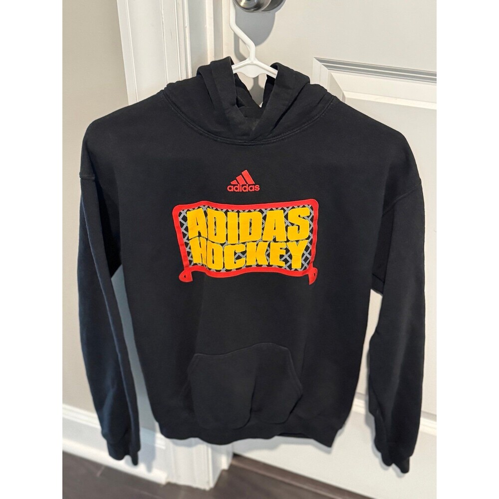 ADIDAS BRAND~Hockey Hoodie Sweatshirt, Men’s Size Small Black Clothing, Sports - Picture 6 of 6